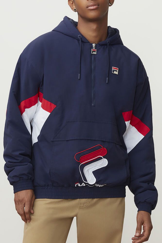 Fila Resso 1/4 Zip Navy Jacket Mens - NZ 81360-VEXY